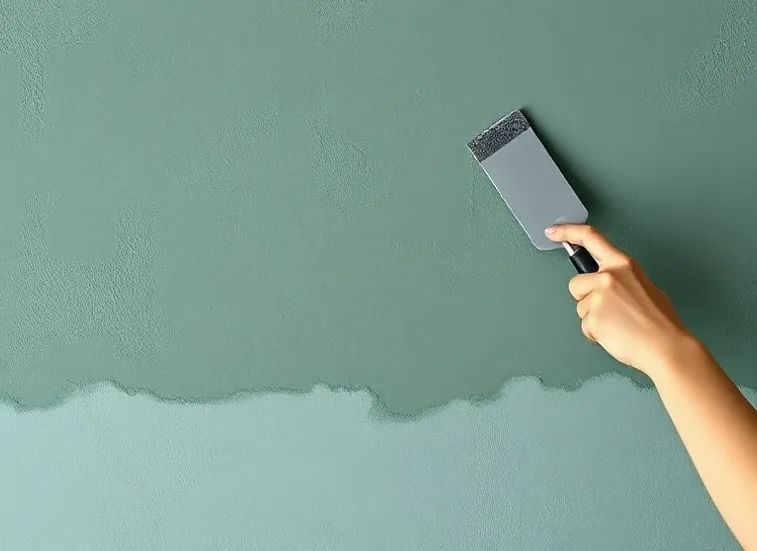 Application d'un enduit décoratif à la lisseuse sur un mur